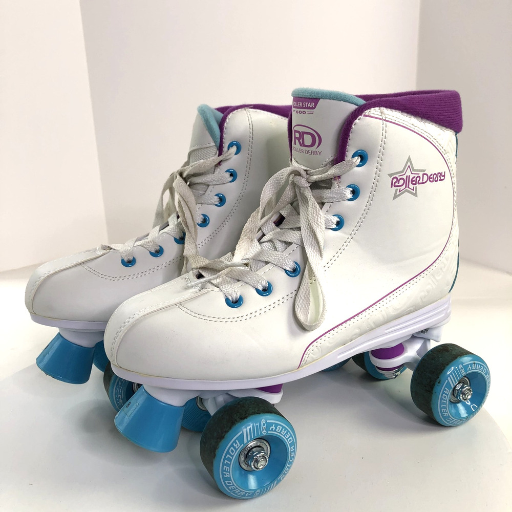 Roller Derby Roller Star 600 Roller Skates Boots Purple White Size 8